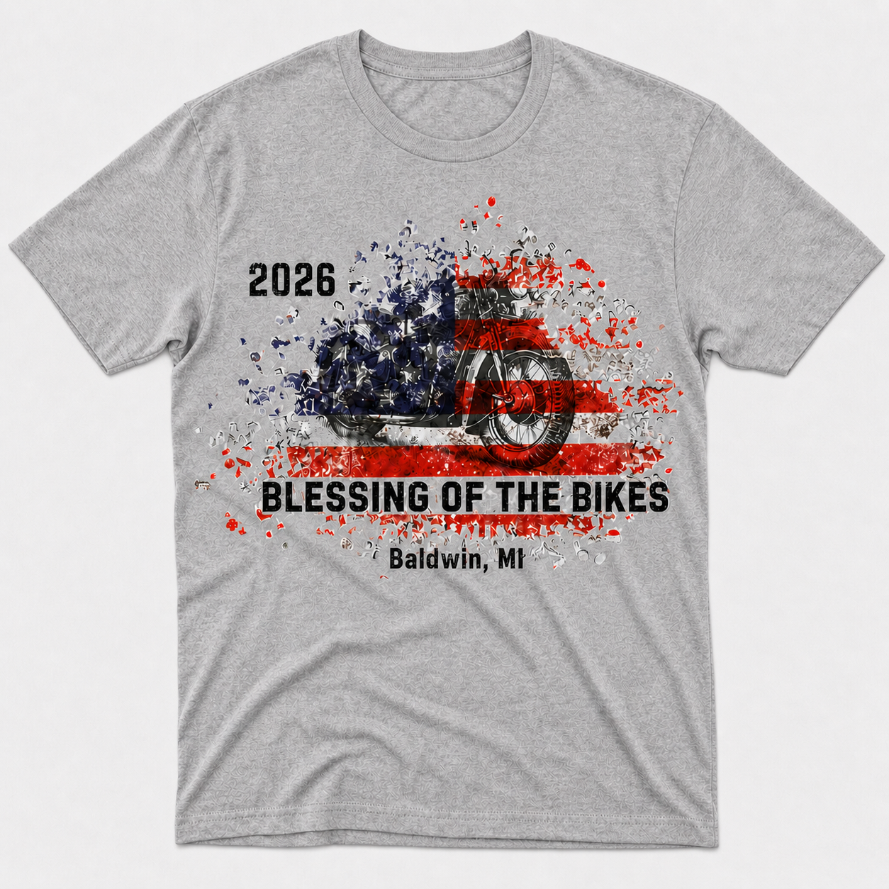 2026 Blessing of the Bikes Distressed Flag Tee